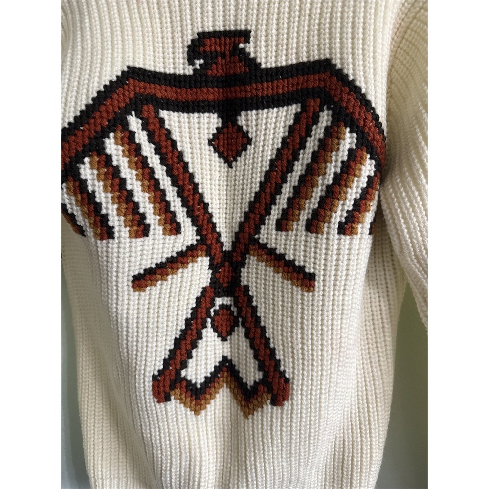 1970's Vintage Miller Outerwear Western Knit Sweater Aztec Thunderbird Sz Small‎ - Picture 5 of 9